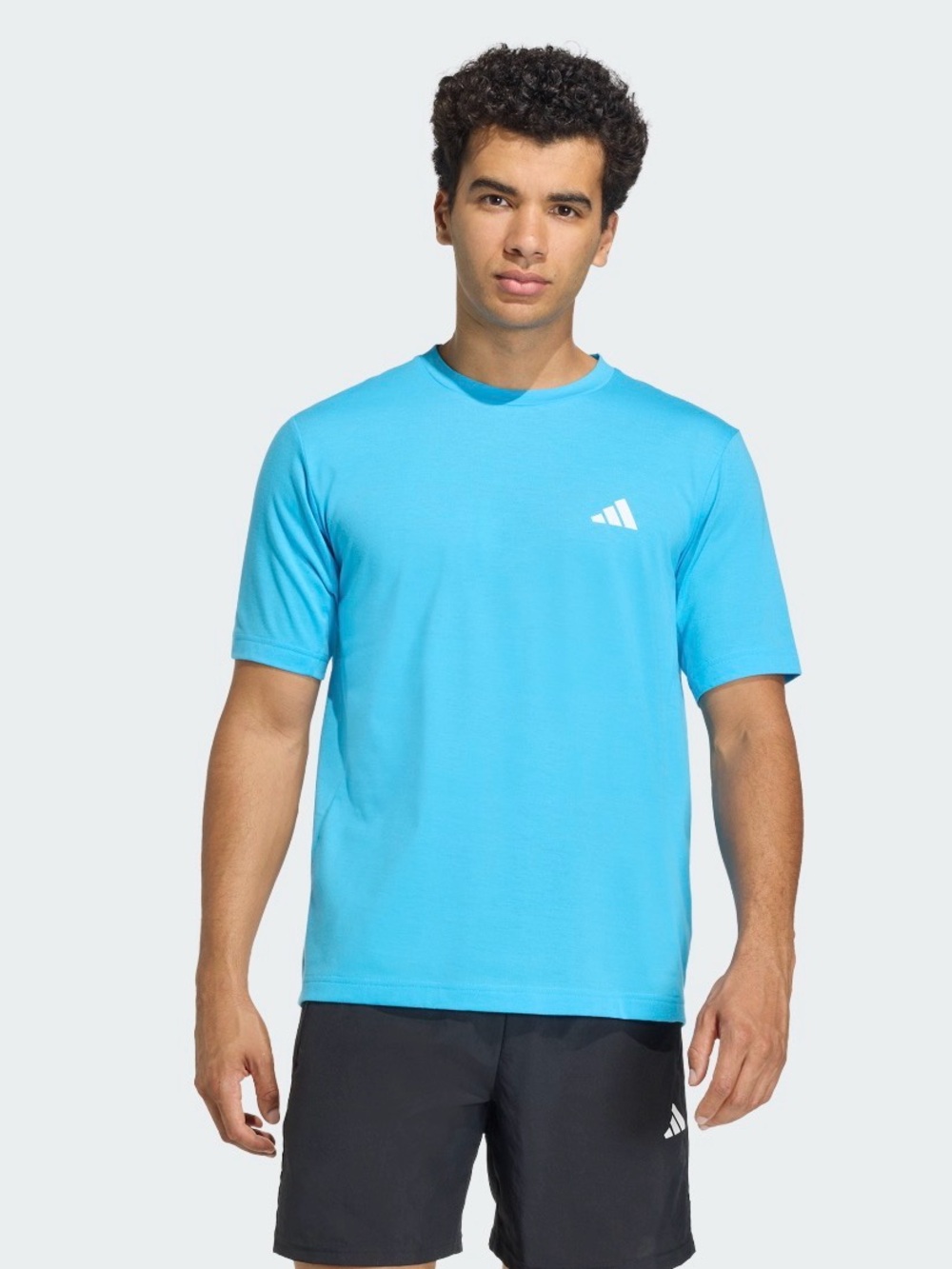 NEW MENS ADIDAS WORKOUT ESSENTIALS FEELREADY T-SHIRT Aquamarine Blue L Large